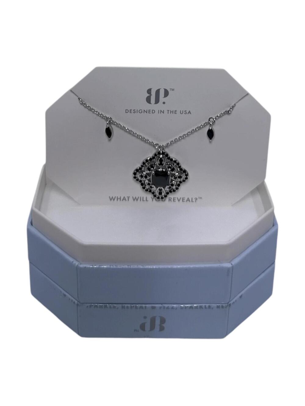 Bomb Party Rhodium Plated Black Onyx Cubic Zirconia Necklace